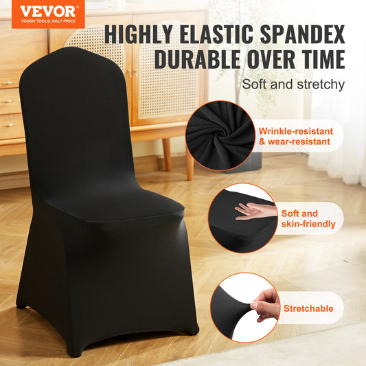 Stretch Spandex Folding Chair Covers, Universal Fitted Chair Cover, Removable Washable Protective Slipcovers, for Wedding, Holiday, Banquet, Party, Celebration, Dining (30PCS Black)