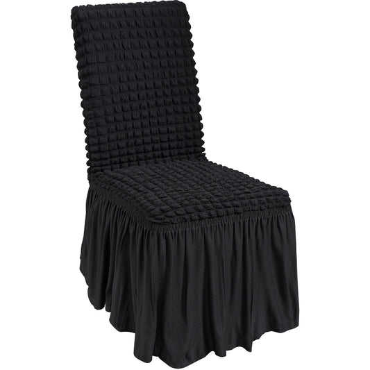 Stretch Spandex Folding Chair Covers, Universal Fitted Chair Cover with Skirt, Removable Washable Protective Slipcovers, for Wedding, Holiday, Banquet, Party, Celebration, Dining (4 PCS Black)