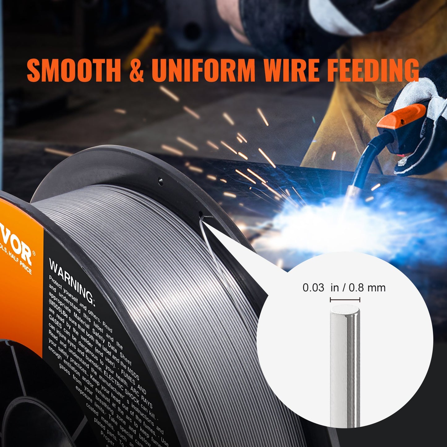 Flux Core Welding Wire, E71T-GS 0.030-inch 10LBS, Gasless Mild Steel MIG Welding Wire with Low Splatter for All Position Arc Welding and Outdoor Use
