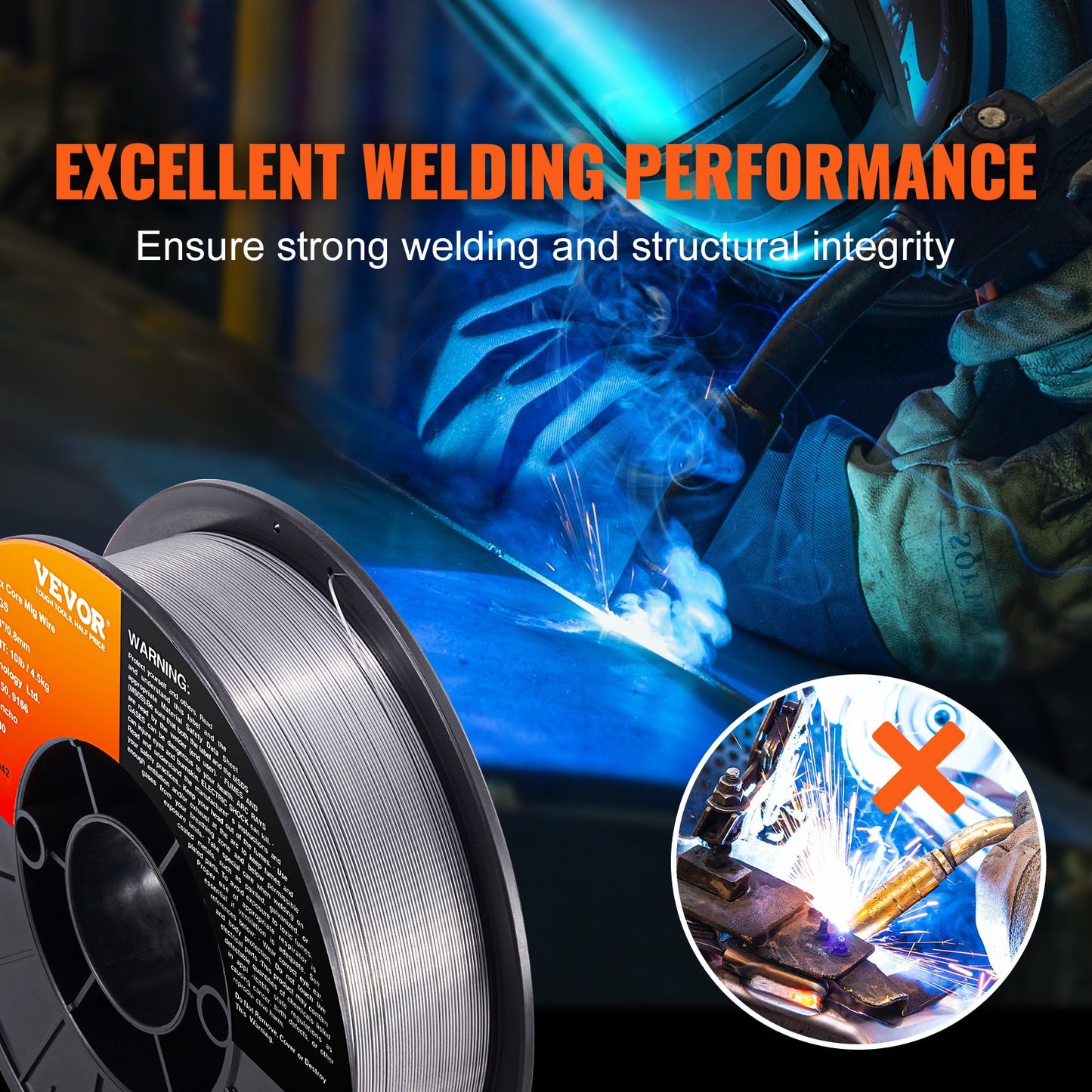 Flux Core Welding Wire, E71T-GS 0.030-inch 10LBS, Gasless Mild Steel MIG Welding Wire with Low Splatter for All Position Arc Welding and Outdoor Use