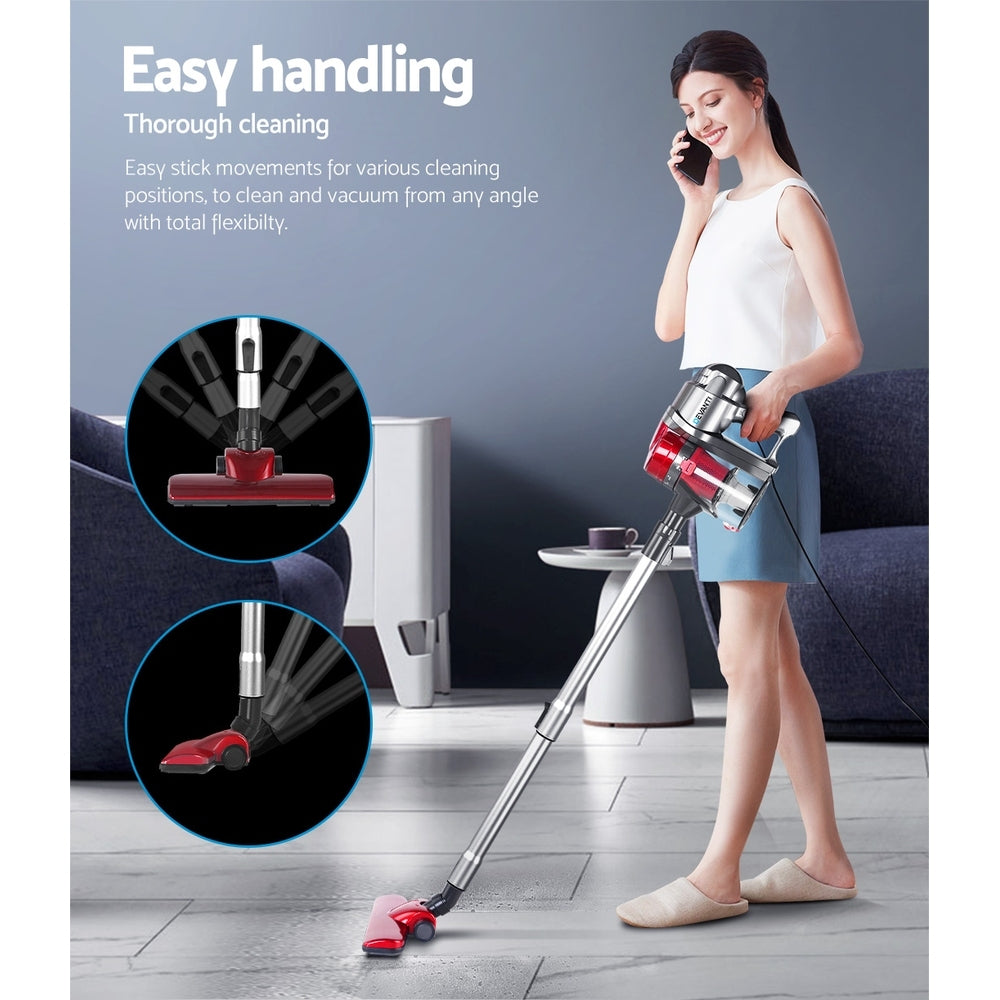 Devanti Stick Vacuum Cleaner Handheld Corded 450W Red-3