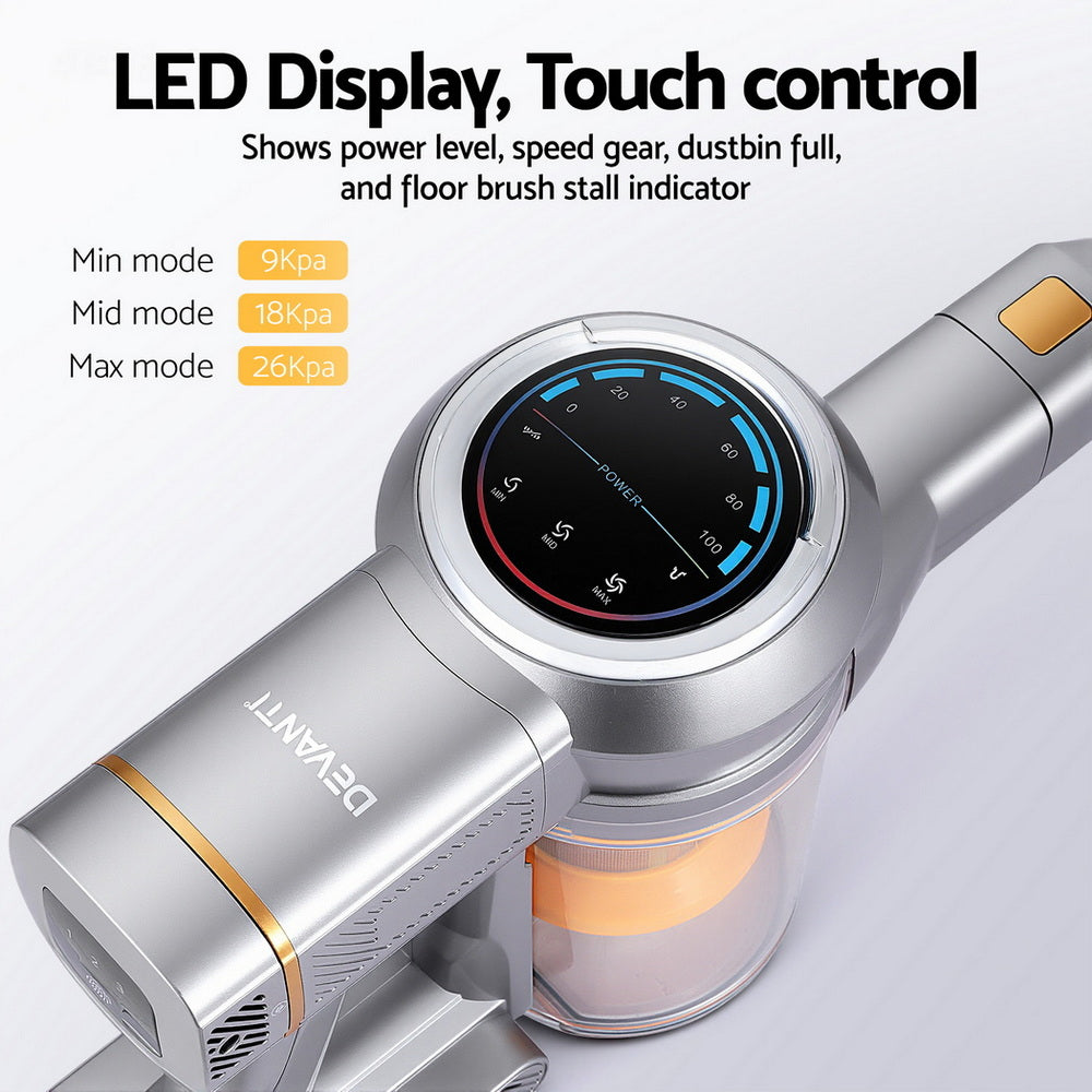 Devanti 300W Stick Vacuum Cleaner Cordless Self-Standing Golden-4