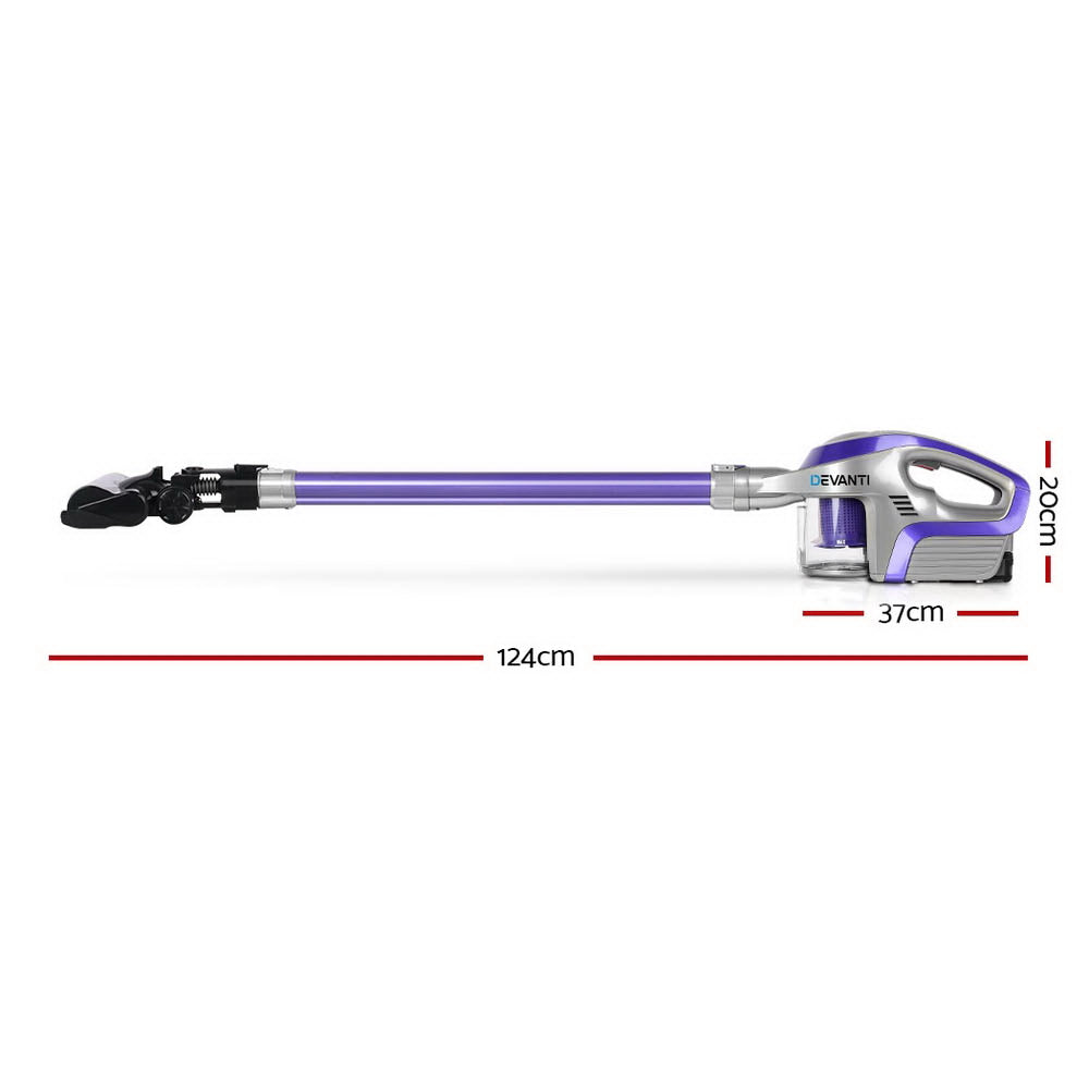 Devanti Stick Vacuum Cleaner Roller Brush Cordless 150W Purple-1