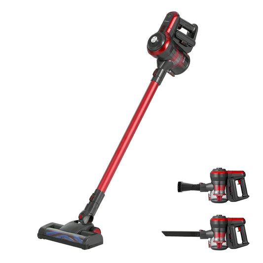 Devanti Stick Vacuum Cleaner Brushless Cordless 250W Red-0