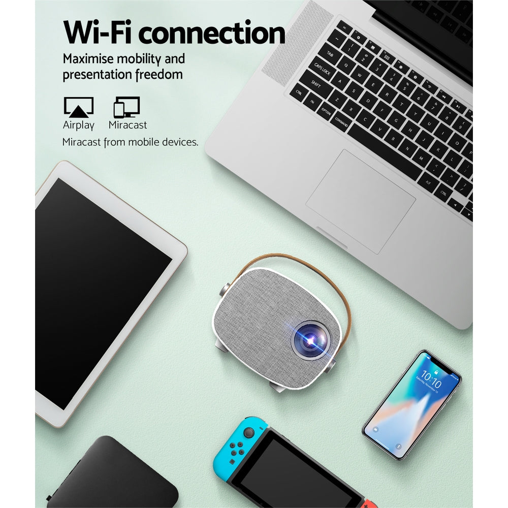 Devanti Mini Video Projector Wifi USB HDMI Portable HD 1080P Home Projector-5