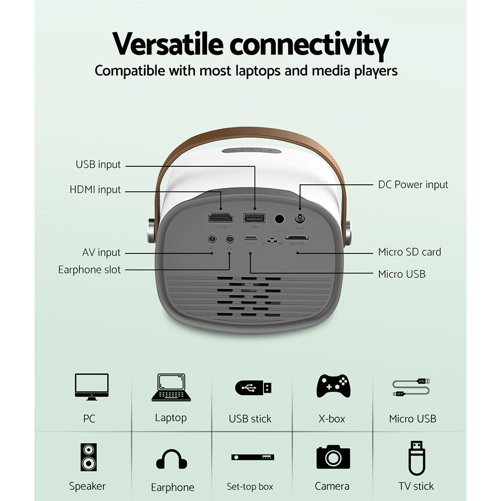 Devanti Mini Video Projector Wifi USB HDMI Portable HD 1080P Home Projector-6