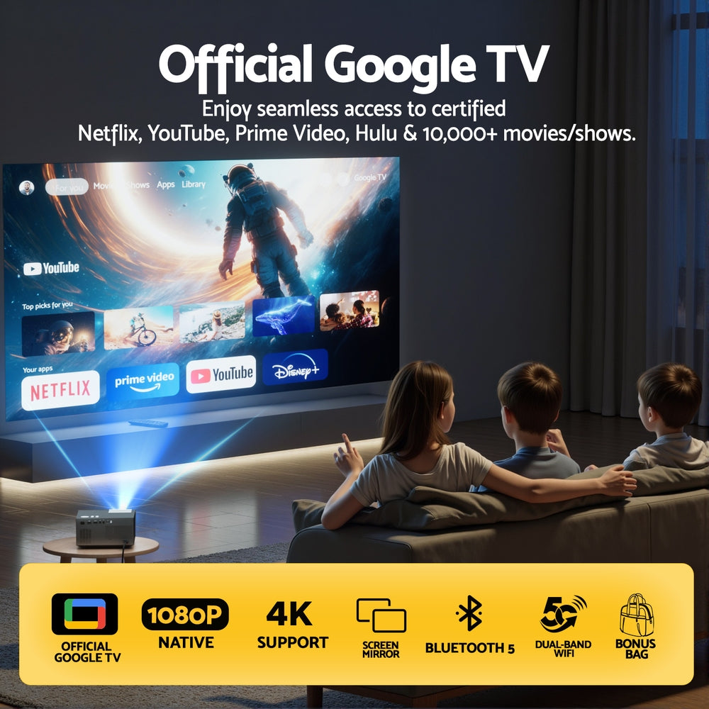 Devanti Video Project 4K 1080P Official Google TV 5G Wifi Home Cinema-3