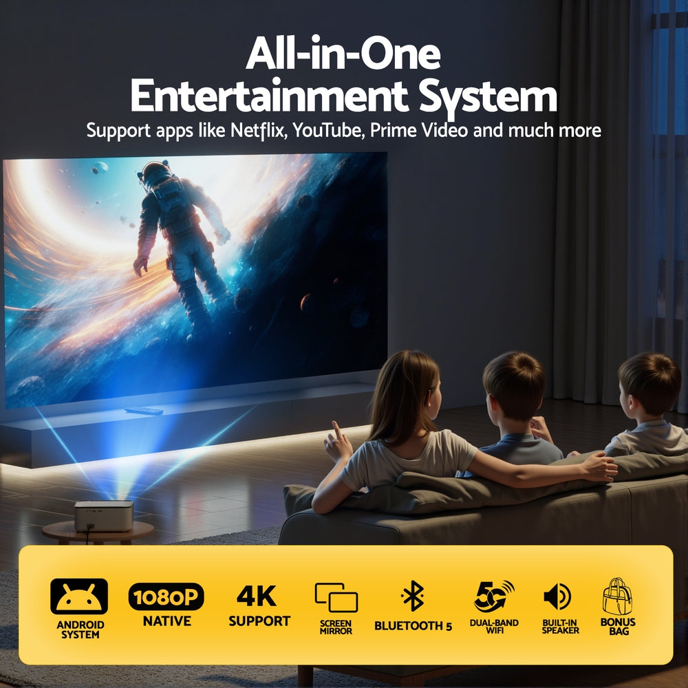 Devanti Video Project 4K 1080P Android 5G Wifi Home Cinema-3