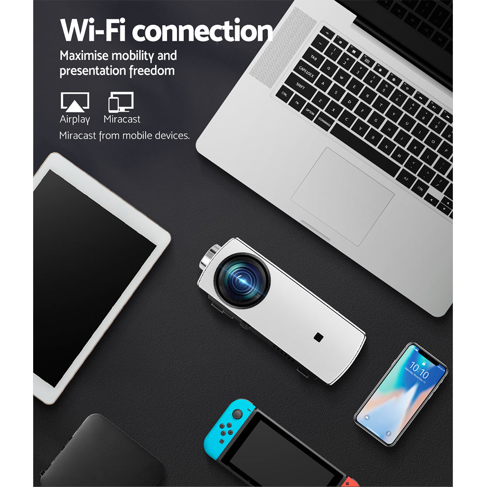 Devanti Mini Video Projector Wifi USB HDMI Portable HD 1080P Home Movie-5