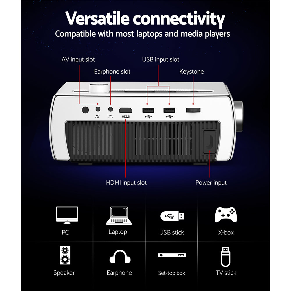 Devanti Mini Video Projector Wifi USB HDMI Portable HD 1080P Home Movie-6
