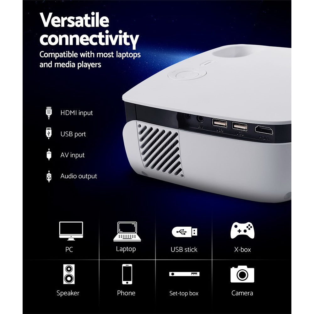 Devanti Portable Mini Video Projector 1080P Wifi Home Theater HDMI White-5