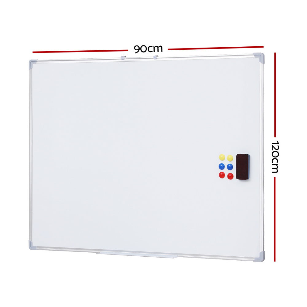 Magnetic Whiteboard 90x120cm Erase Board Marker Eraser Tray Home Office School-1