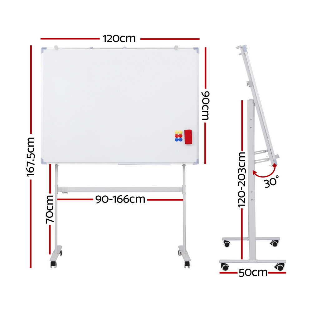 90x120cm Standing Whiteboard with Wheels Magnetic Double-Sided Erase Board-1