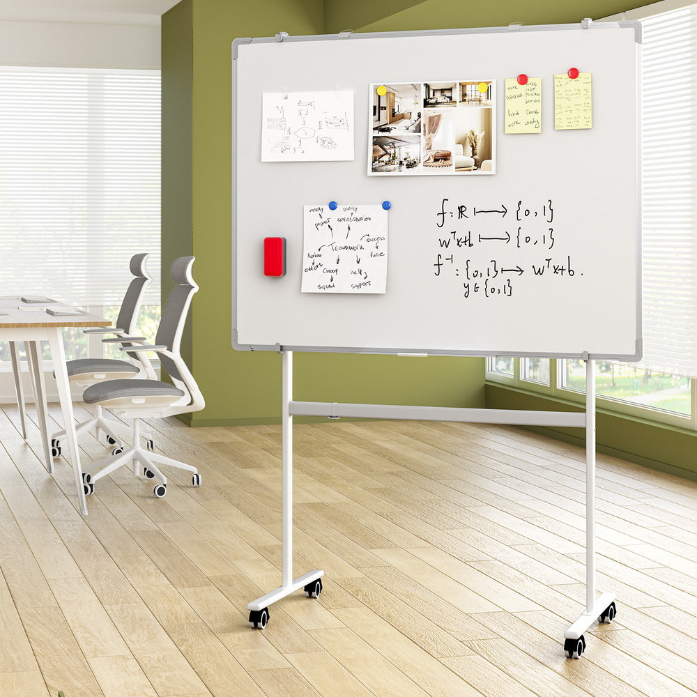 90x120cm Standing Whiteboard with Wheels Magnetic Double-Sided Erase Board-4