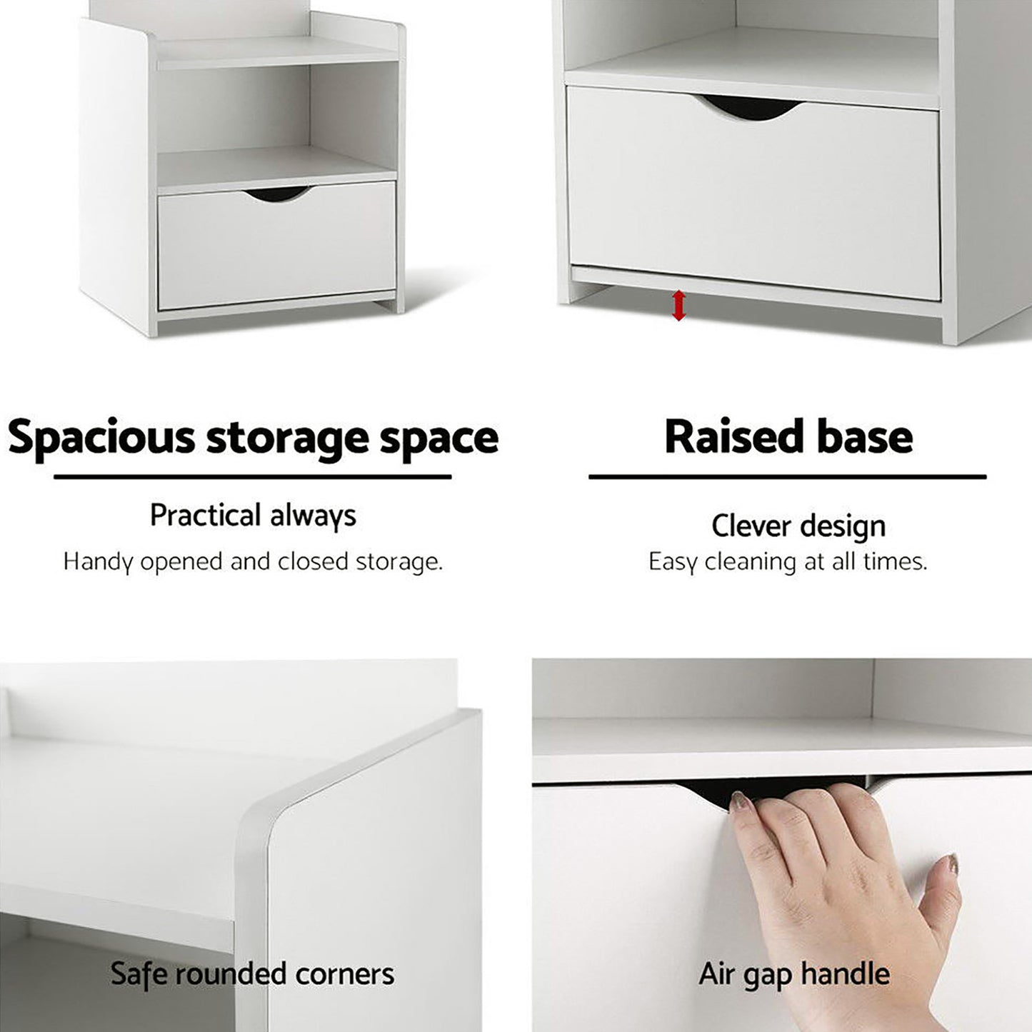 Artiss King Single Bed Frame and Bedside Table White-5