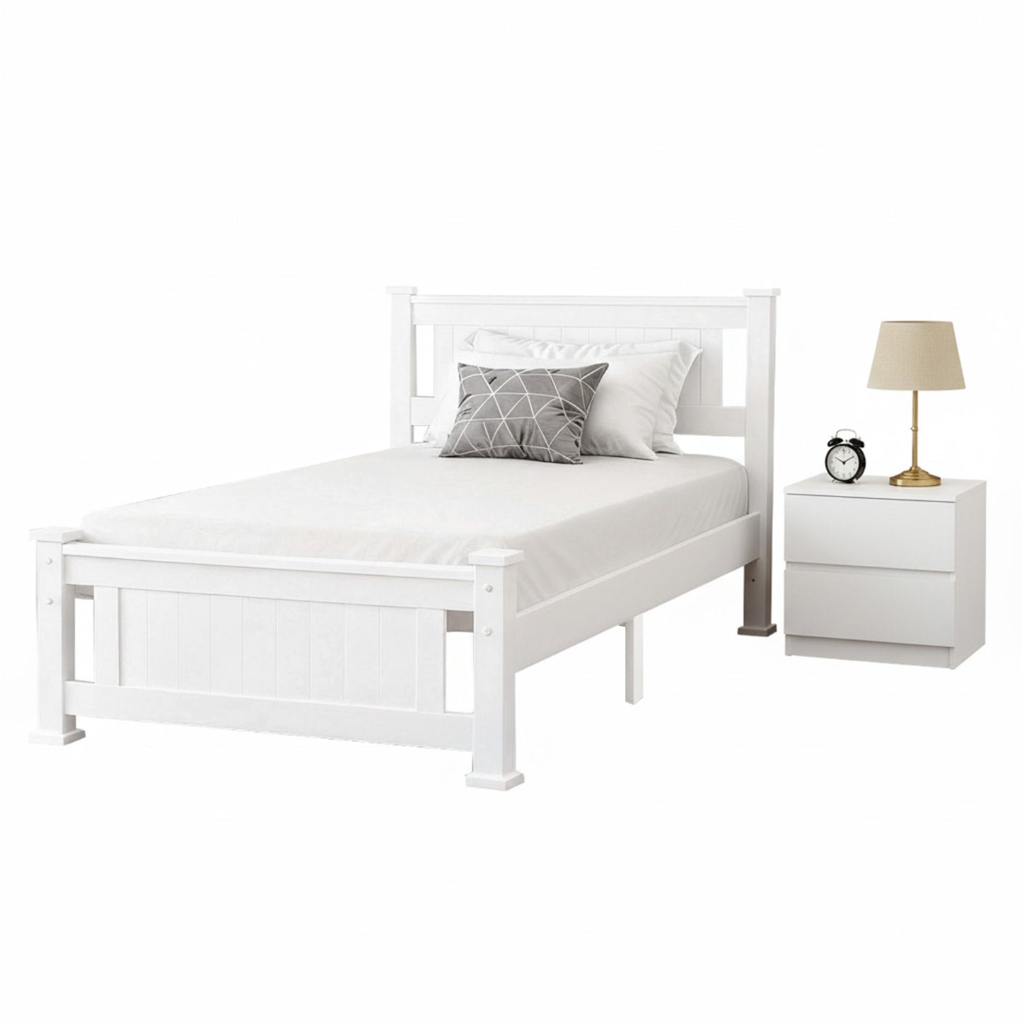 Artiss King Single Bed Frame and Bedside Table-2