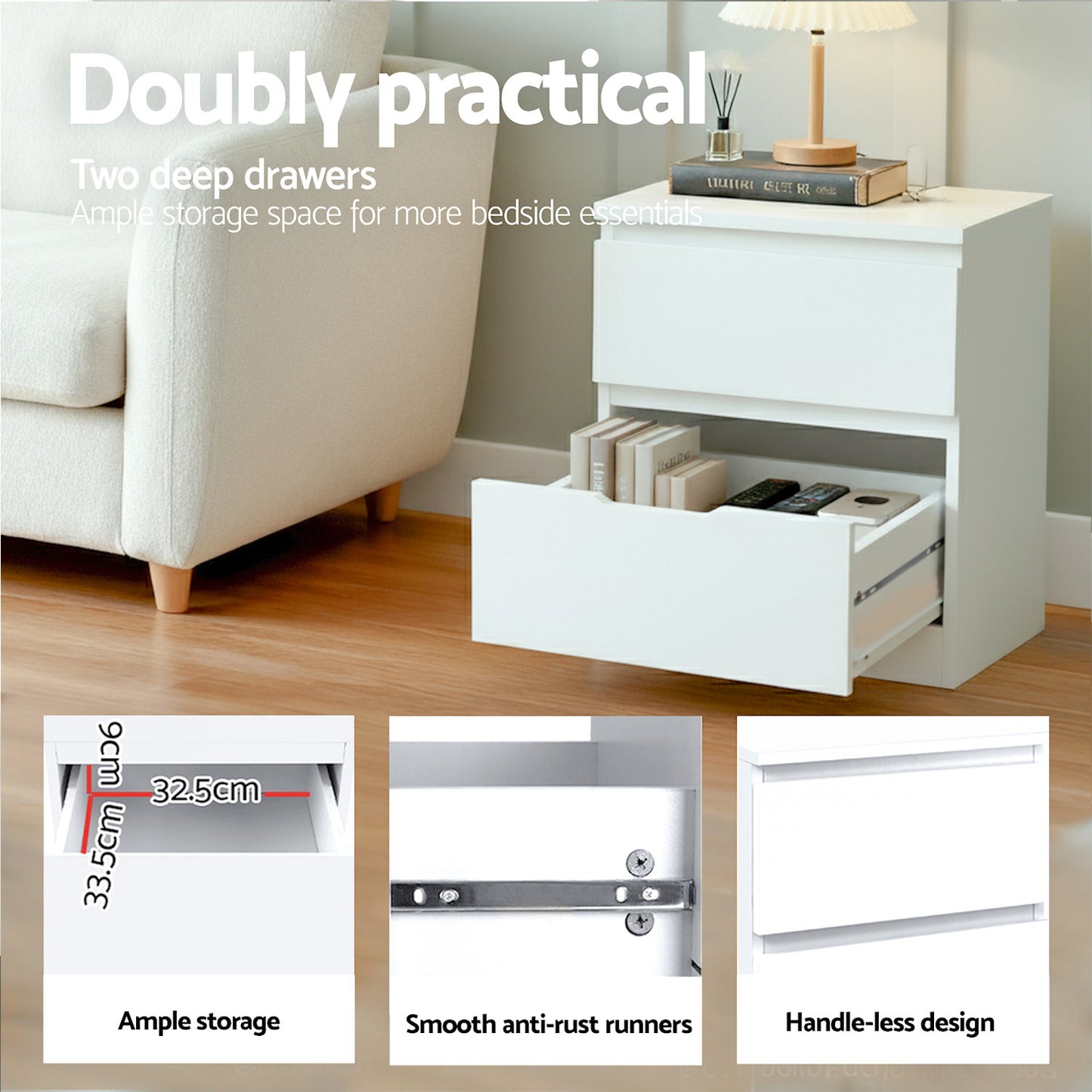 Artiss King Single Bed Frame and Bedside Table-5