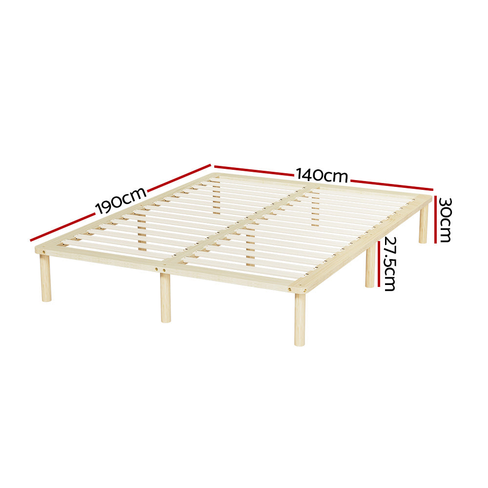 Artiss Bed Frame Double Size Wooden Base Mattress Platform Timber Pine AMBA-1