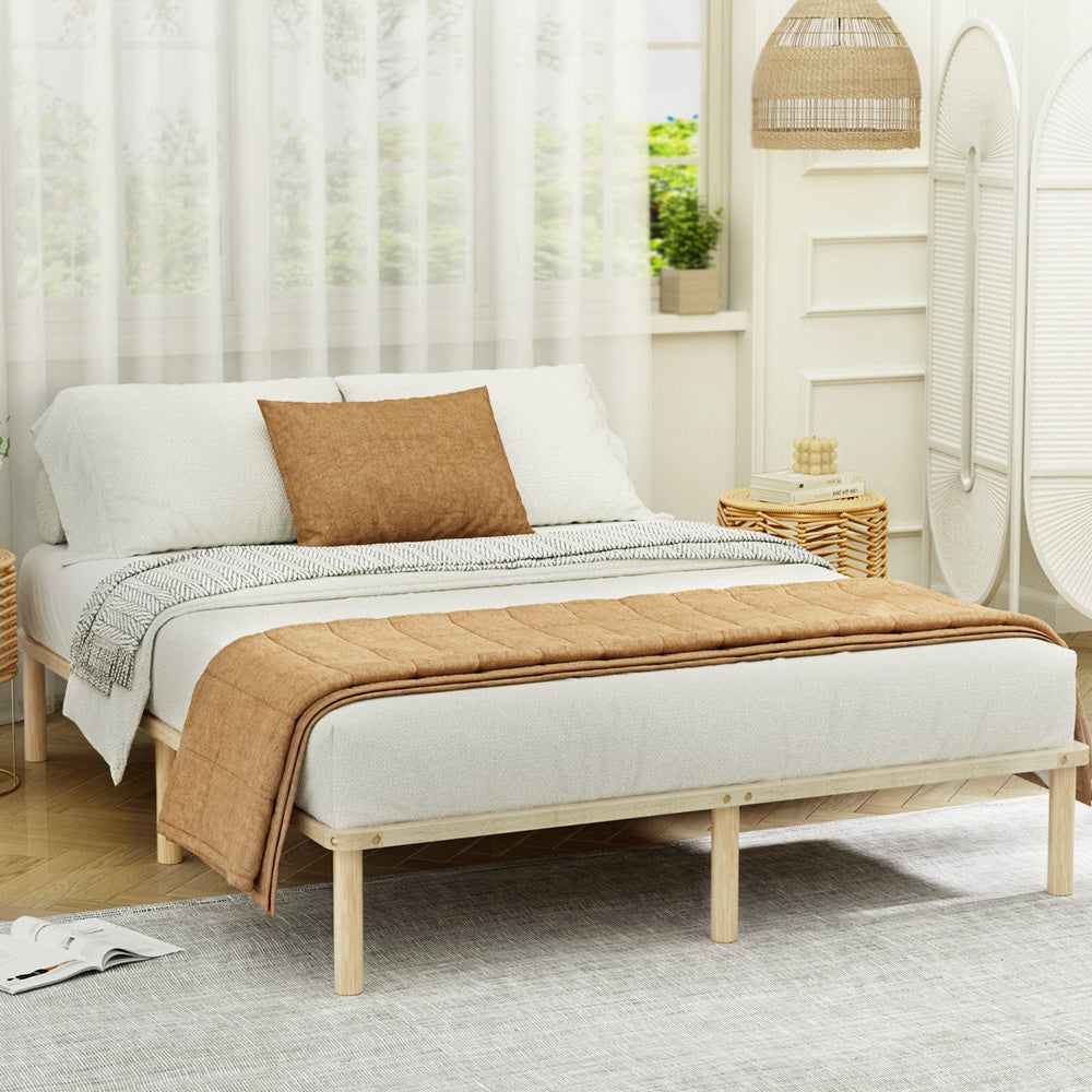 Artiss Bed Frame Queen Size Wooden Base Mattress Platform Timber Pine AMBA-6