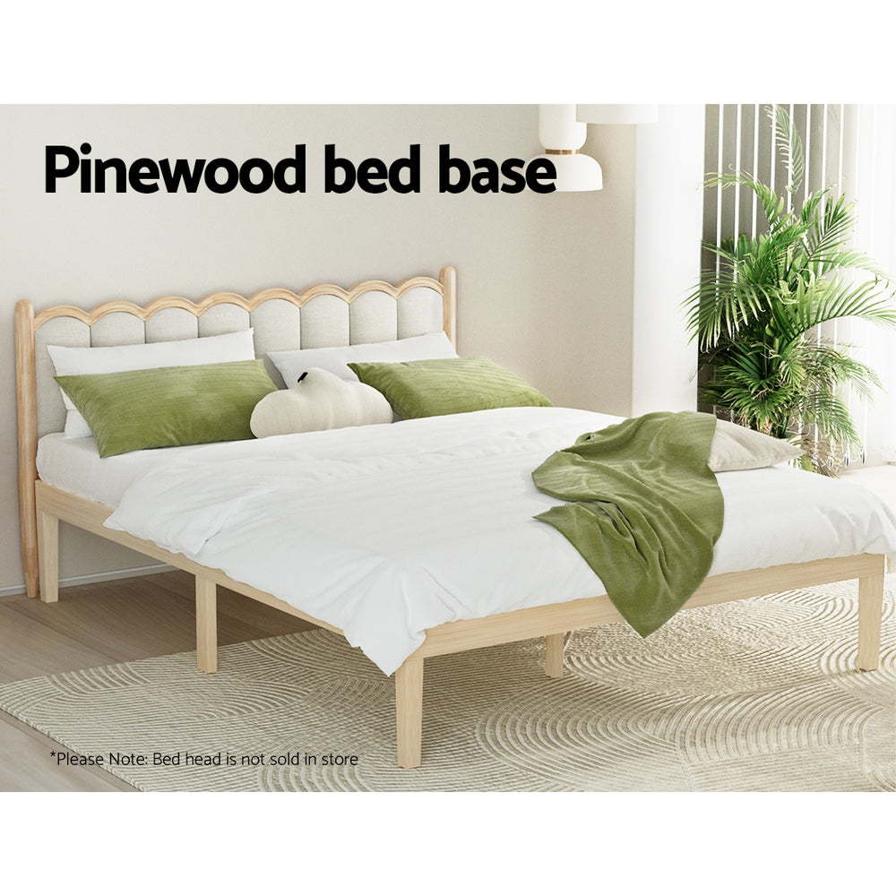 Artiss Bed Frame Double Size Wooden Base Mattress Platform Timber Pine BRUNO-3