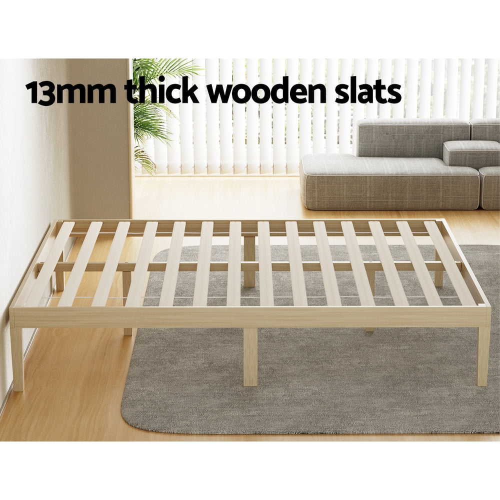 Artiss Bed Frame Double Size Wooden Base Mattress Platform Timber Pine BRUNO-4