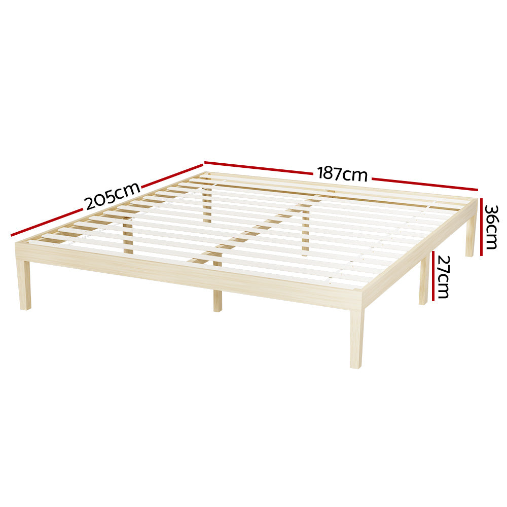 Artiss Bed Frame King Size Wooden Base Mattress Platform Timber Pine BRUNO-1