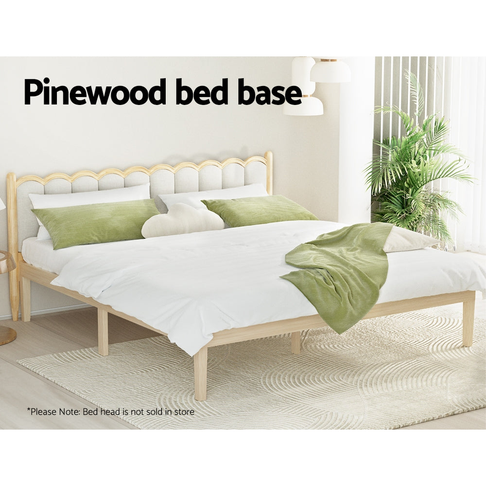 Artiss Bed Frame King Size Wooden Base Mattress Platform Timber Pine BRUNO-3