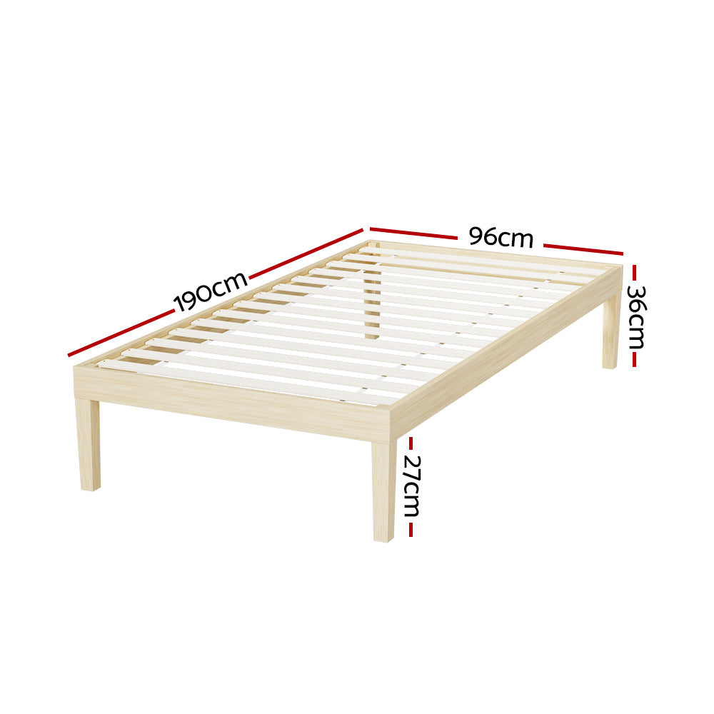 Artiss Bed Frame Single Size Wooden Base Mattress Platform Timber Pine BRUNO-1