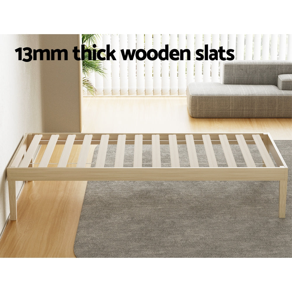 Artiss Bed Frame Single Size Wooden Base Mattress Platform Timber Pine BRUNO-4