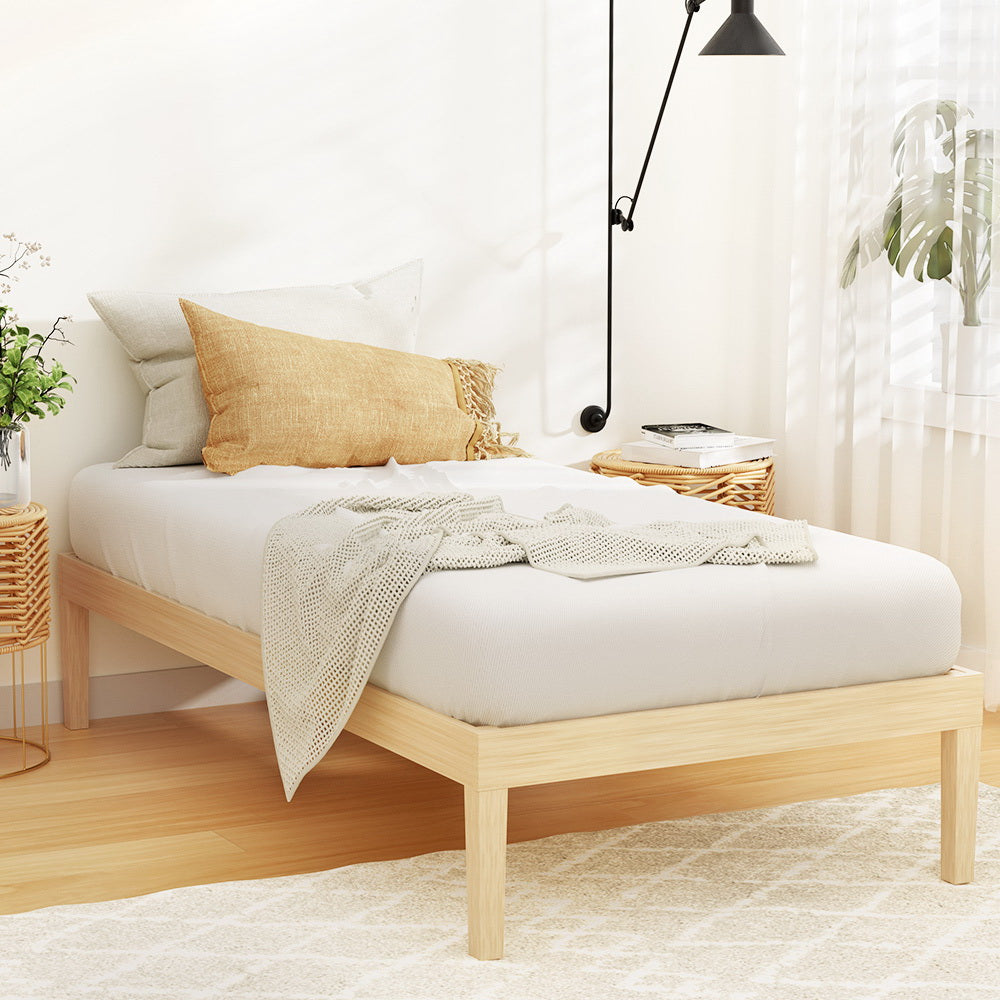 Artiss Bed Frame Single Size Wooden Base Mattress Platform Timber Pine BRUNO-6