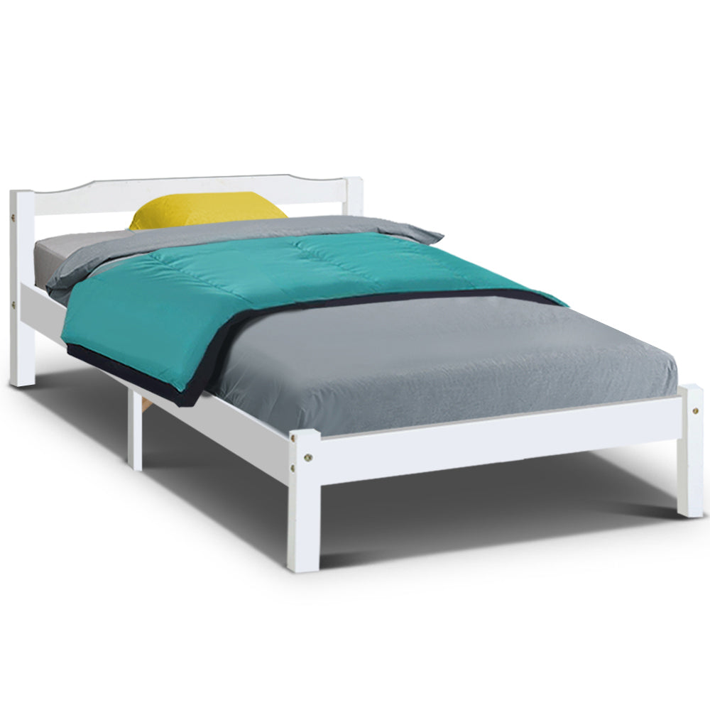 Artiss Bed Frame King Single Size Wooden White LEXI-0