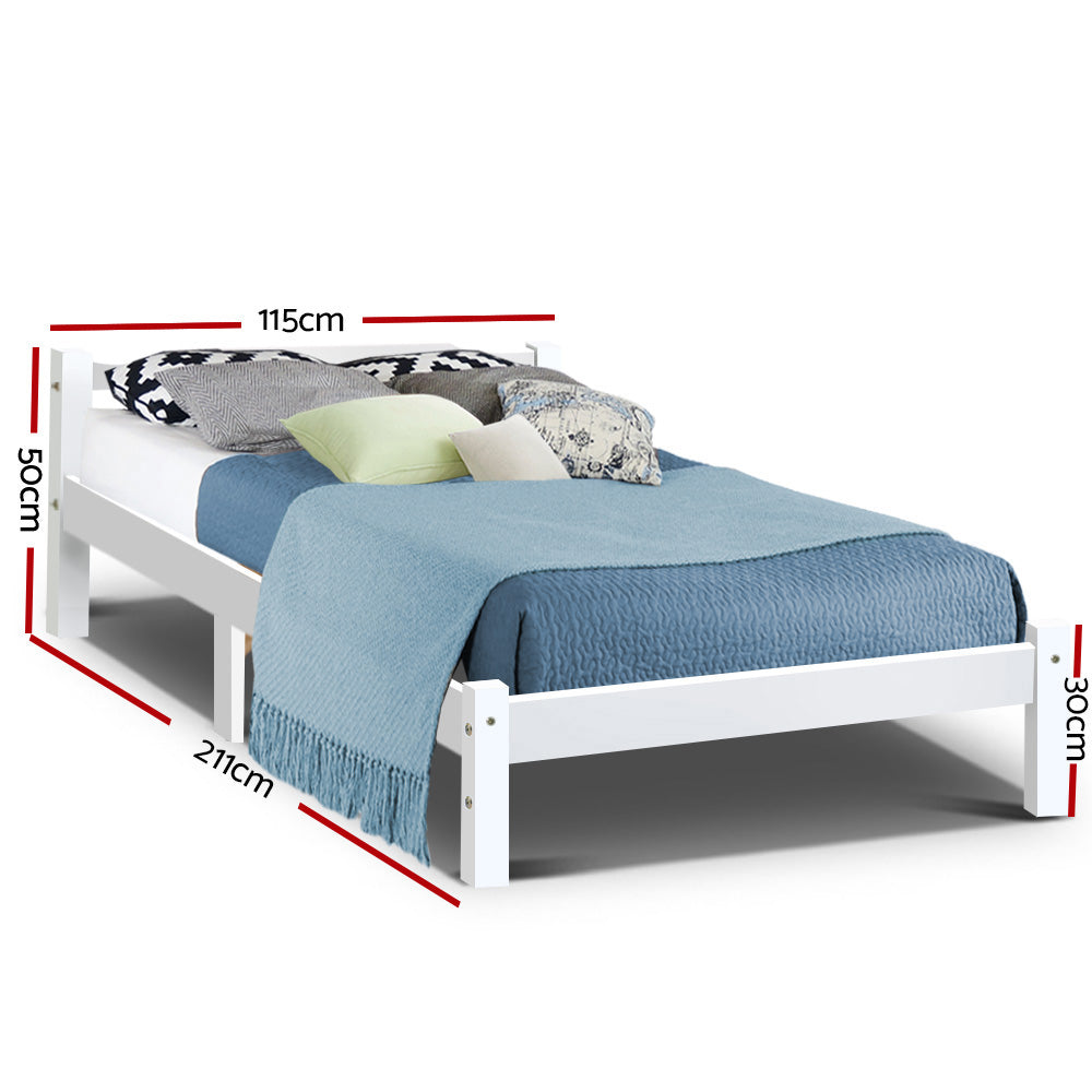 Artiss Bed Frame King Single Size Wooden White LEXI-1