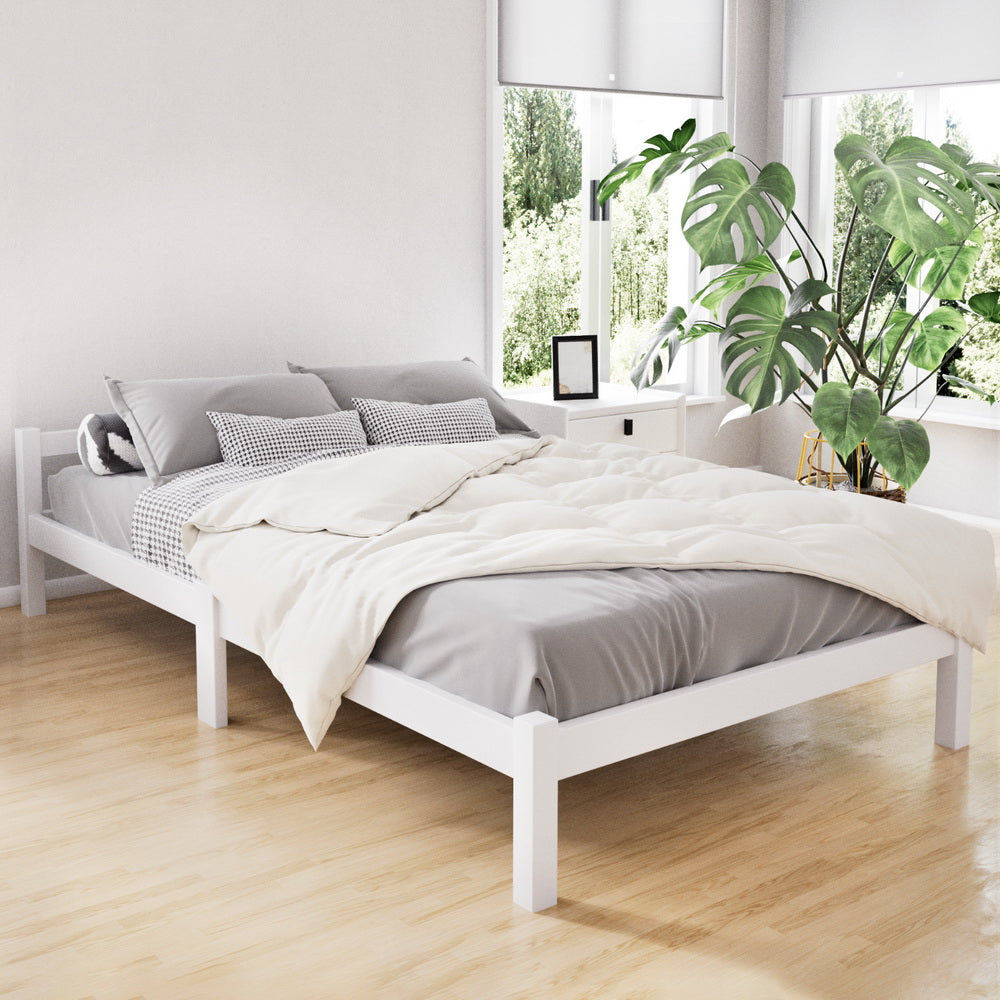 Artiss Bed Frame King Single Size Wooden White LEXI-7