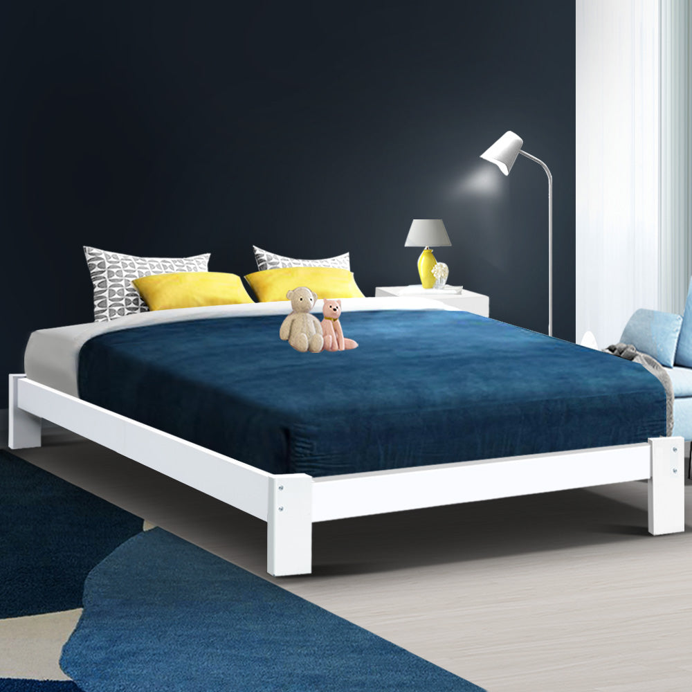 Artiss Bed Frame Queen Size Wooden White JADE-6