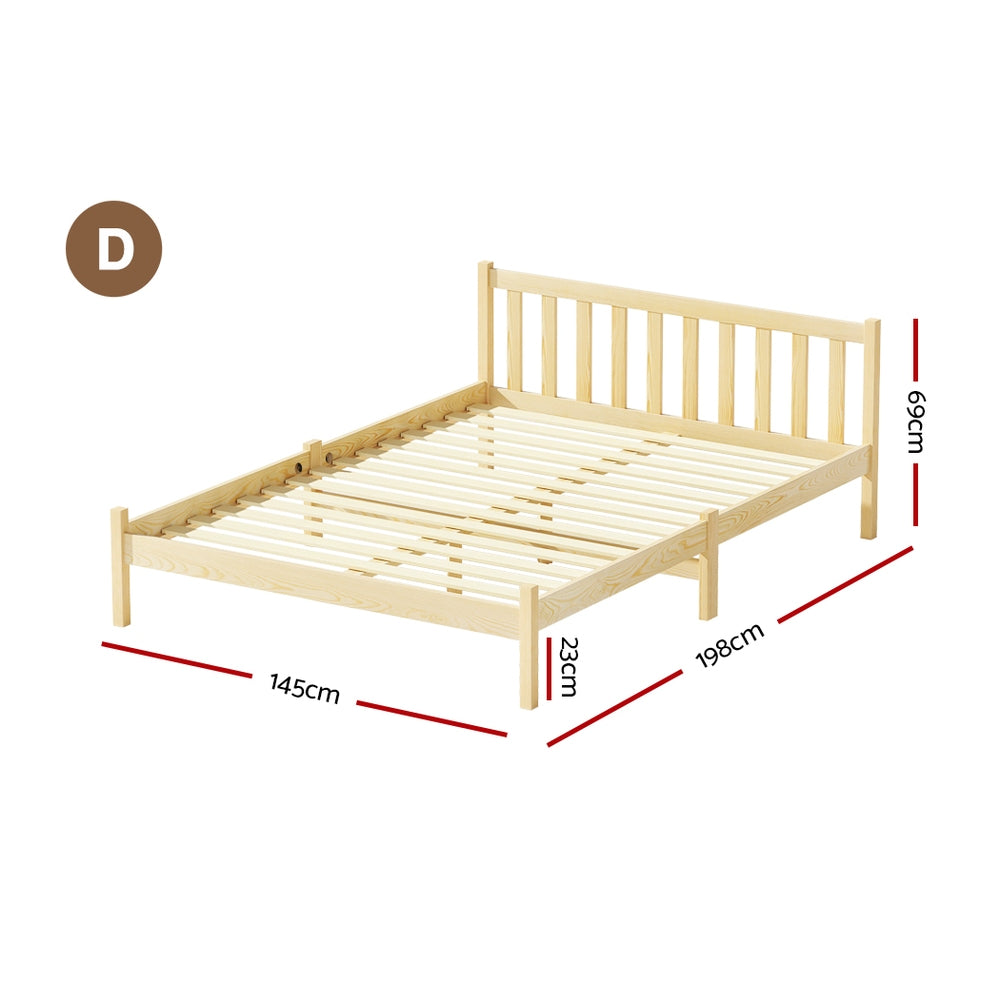 Artiss Bed Frame Double Size Wooden Oak SOFIE-1