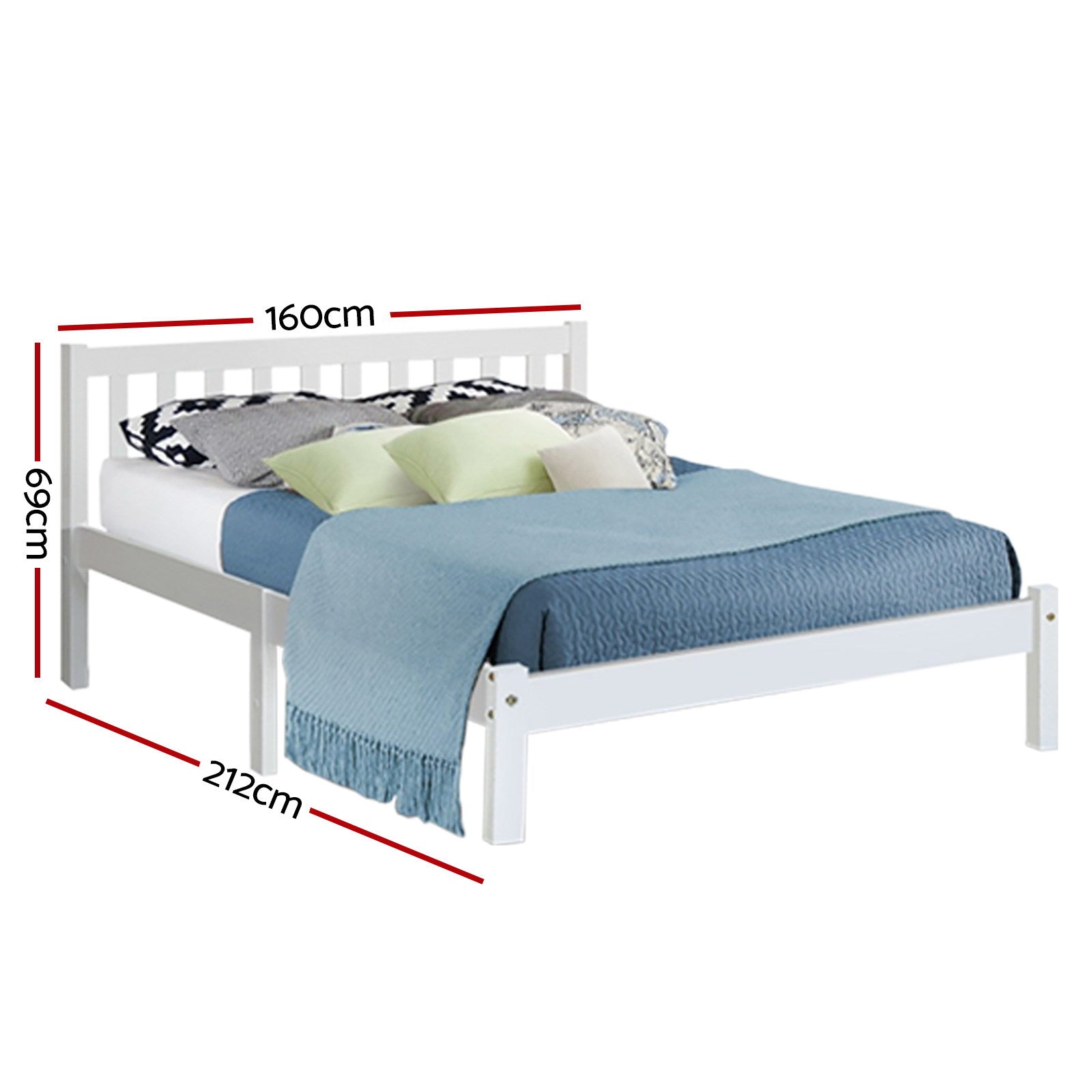 Artiss Bed Frame Queen Size Wooden White SOFIE-2