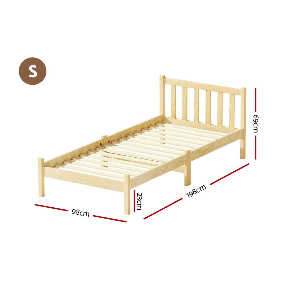 Artiss Bed Frame Single Size Wooden Oak SOFIE-1