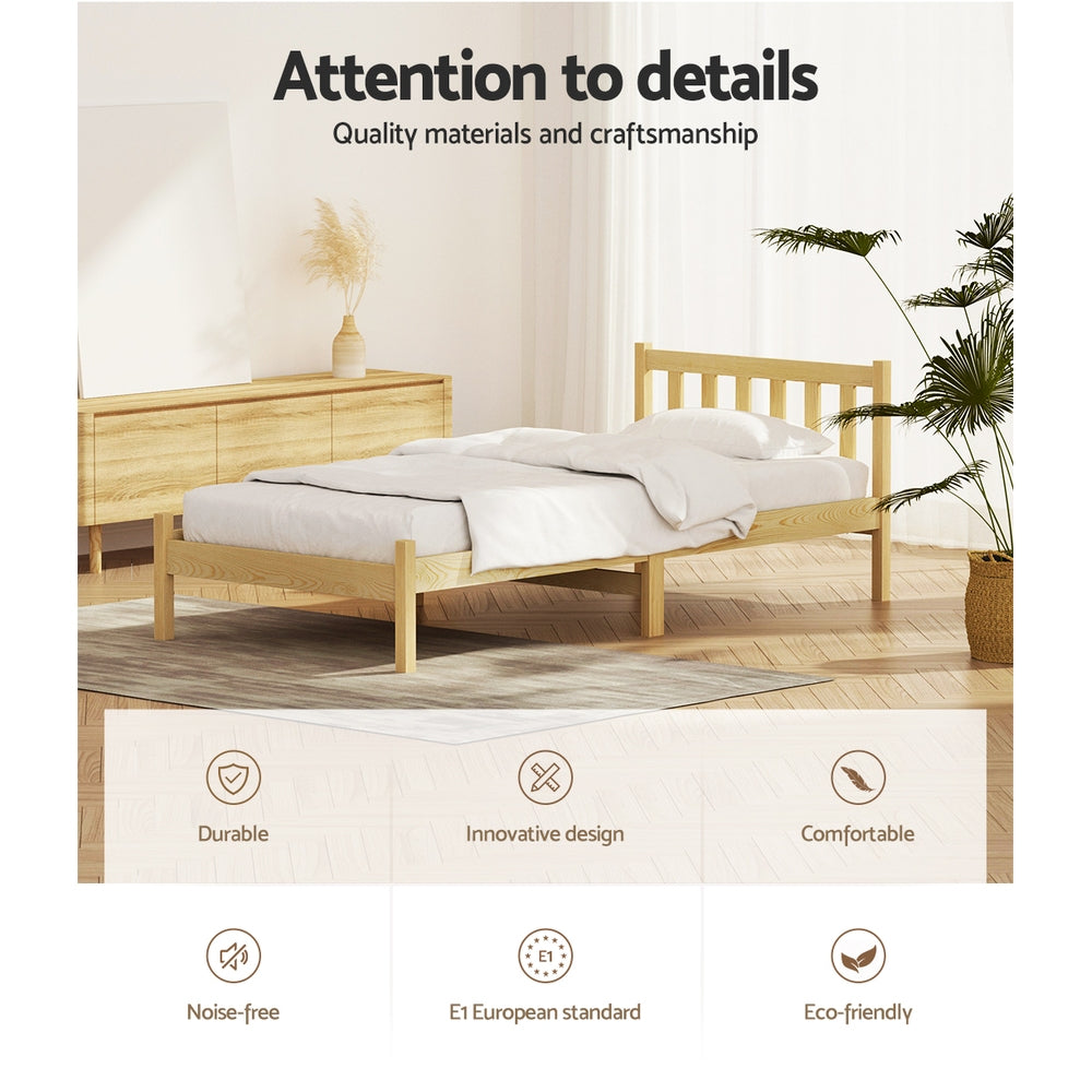 Artiss Bed Frame Single Size Wooden Oak SOFIE-3