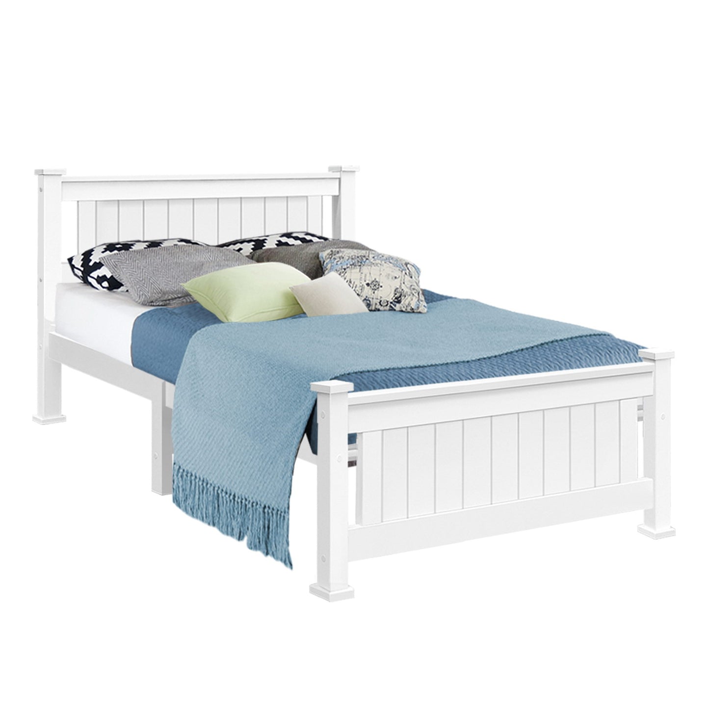 Artiss Bed Frame King Single Size Wooden White RIO-0