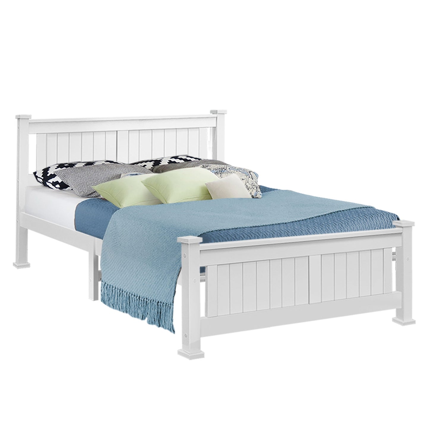 Artiss Bed Frame Queen Size Wooden White RIO-0