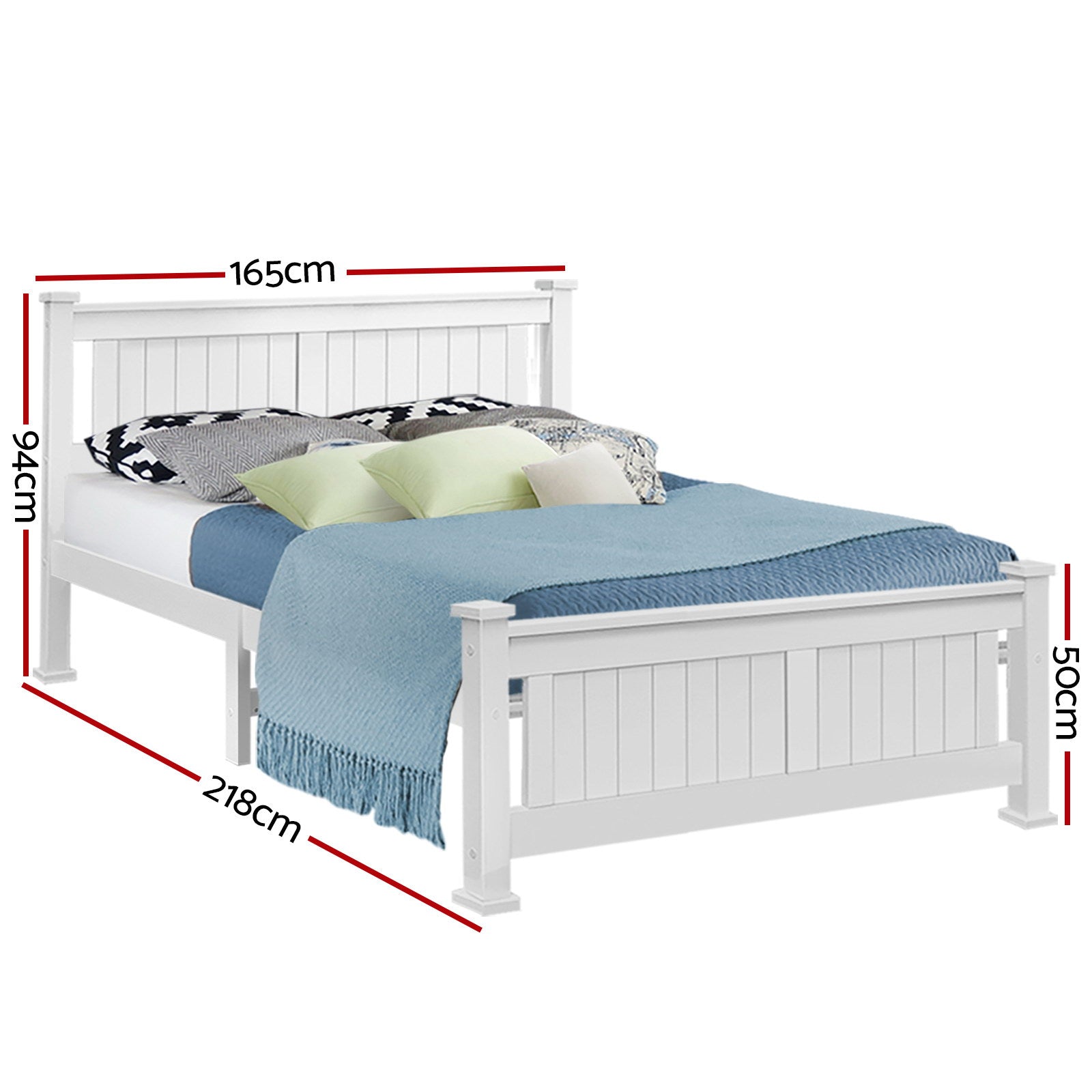 Artiss Bed Frame Queen Size Wooden White RIO-2