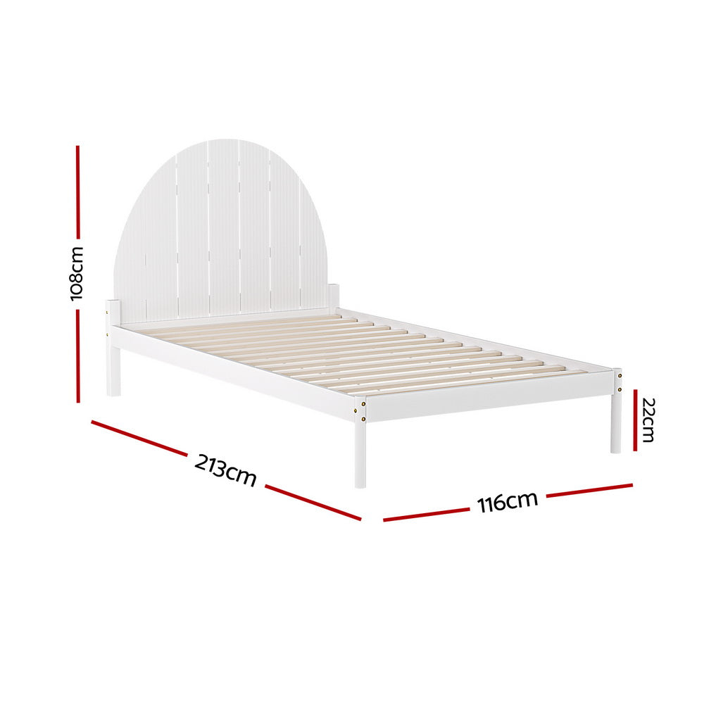 Artiss Bed Frame King Single Size Wooden White DALY-1