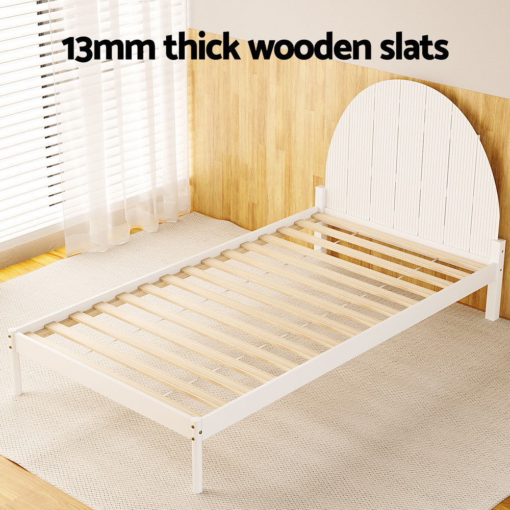 Artiss Bed Frame King Single Size Wooden White DALY-4