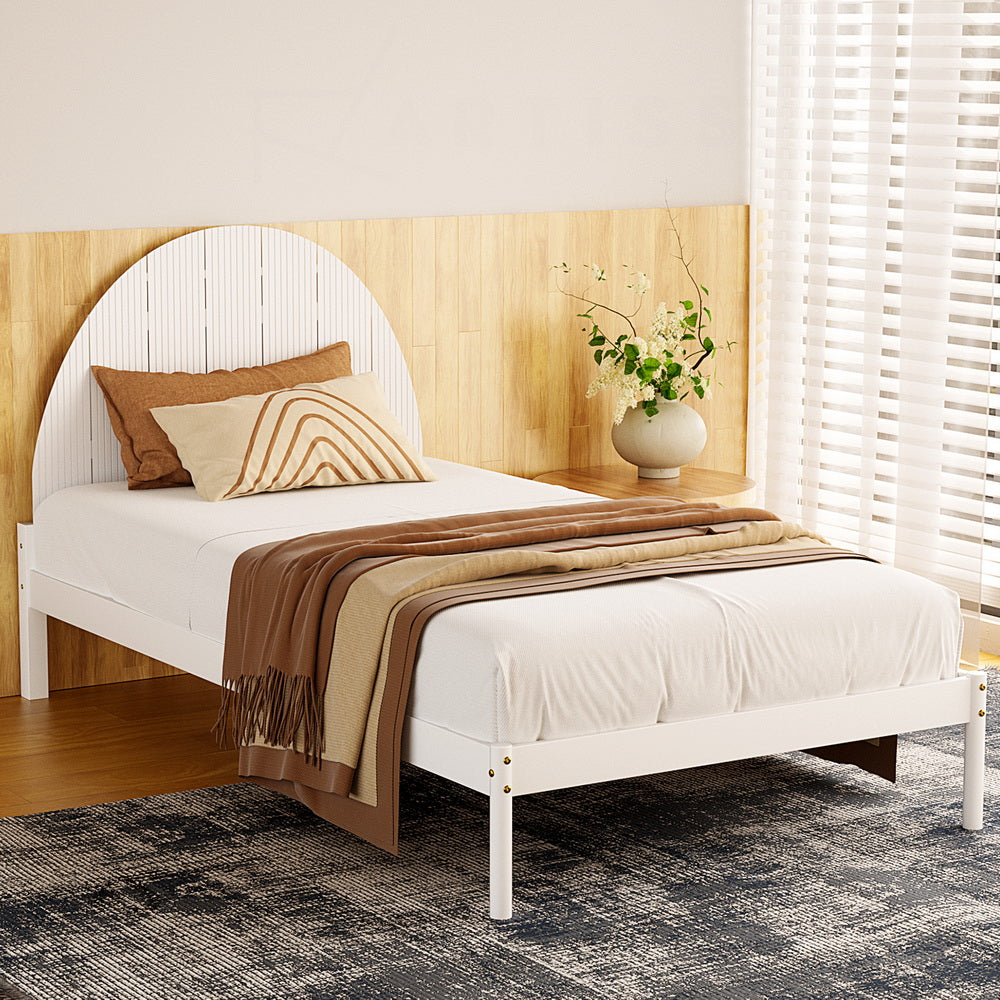 Artiss Bed Frame King Single Size Wooden White DALY-6