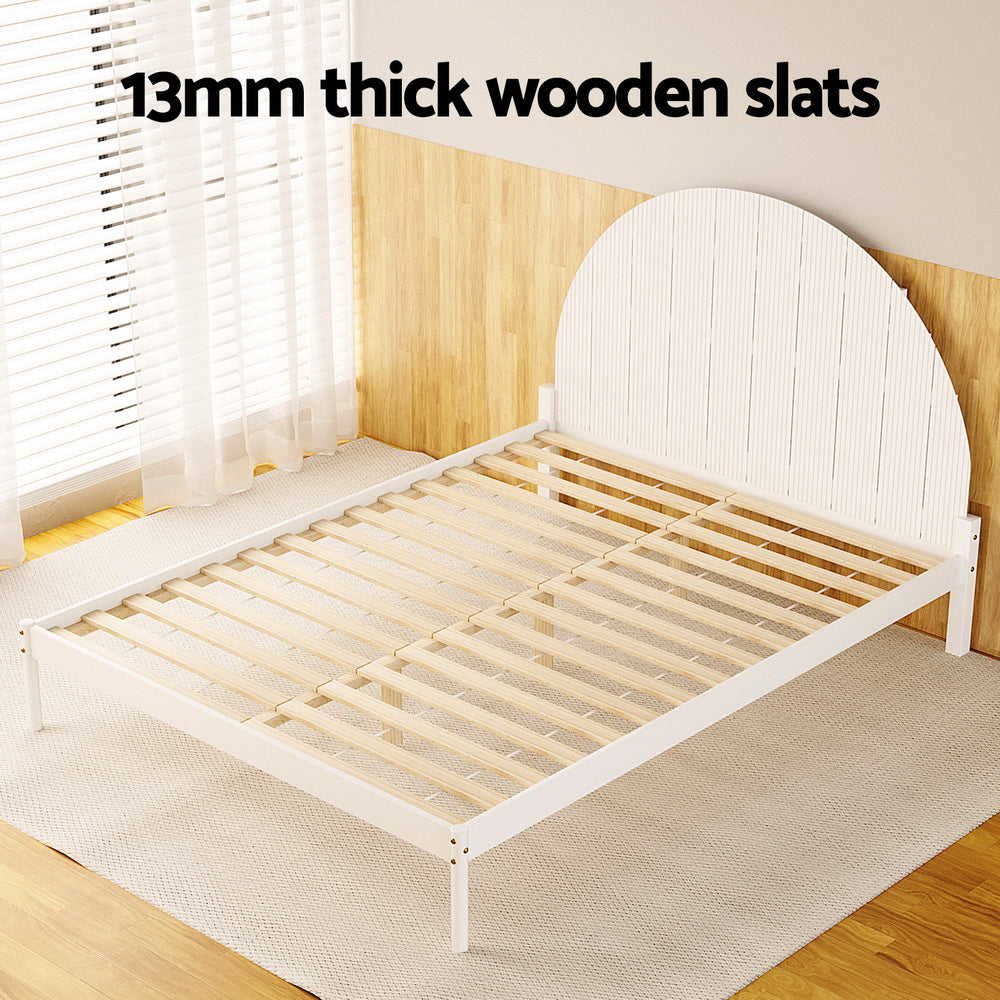 Artiss Bed Frame Queen Size Wooden White DALY-4