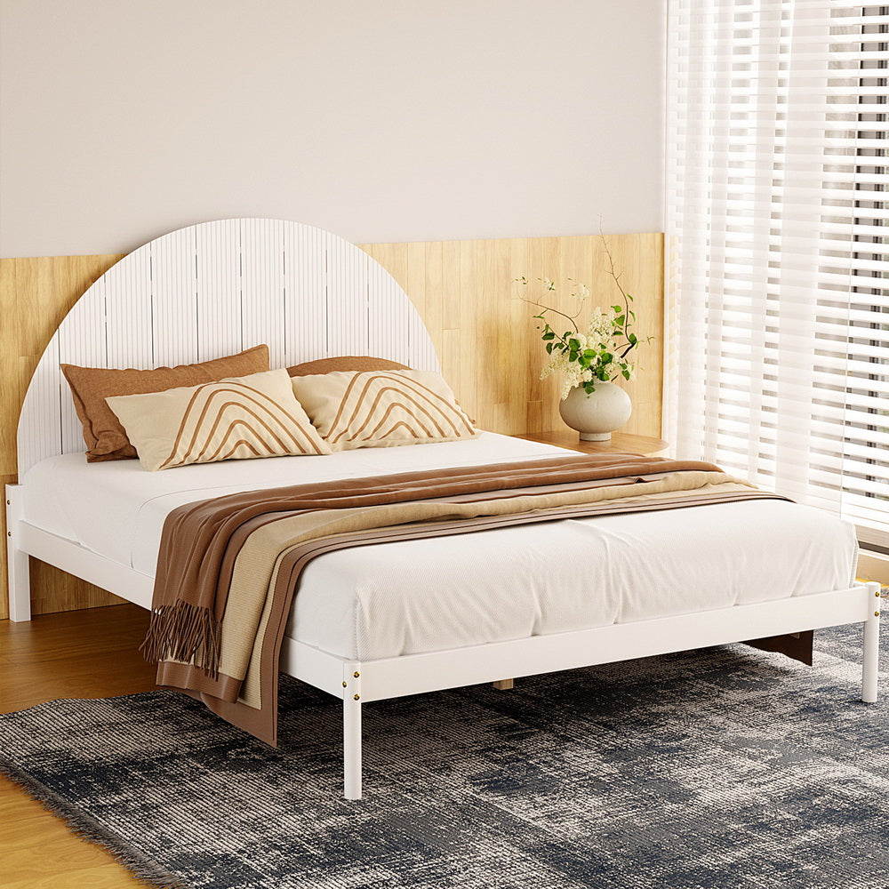 Artiss Bed Frame Queen Size Wooden White DALY-6