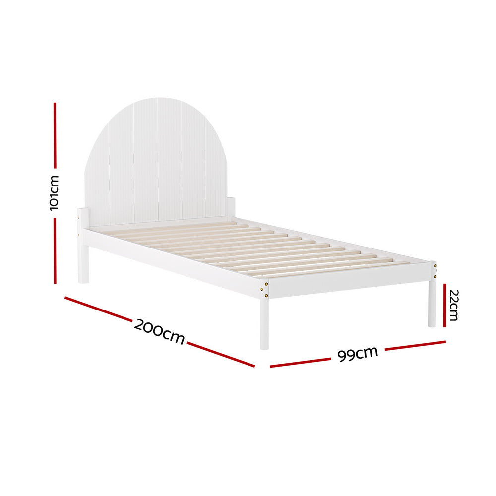 Artiss Bed Frame Single Size Wooden White DALY-1