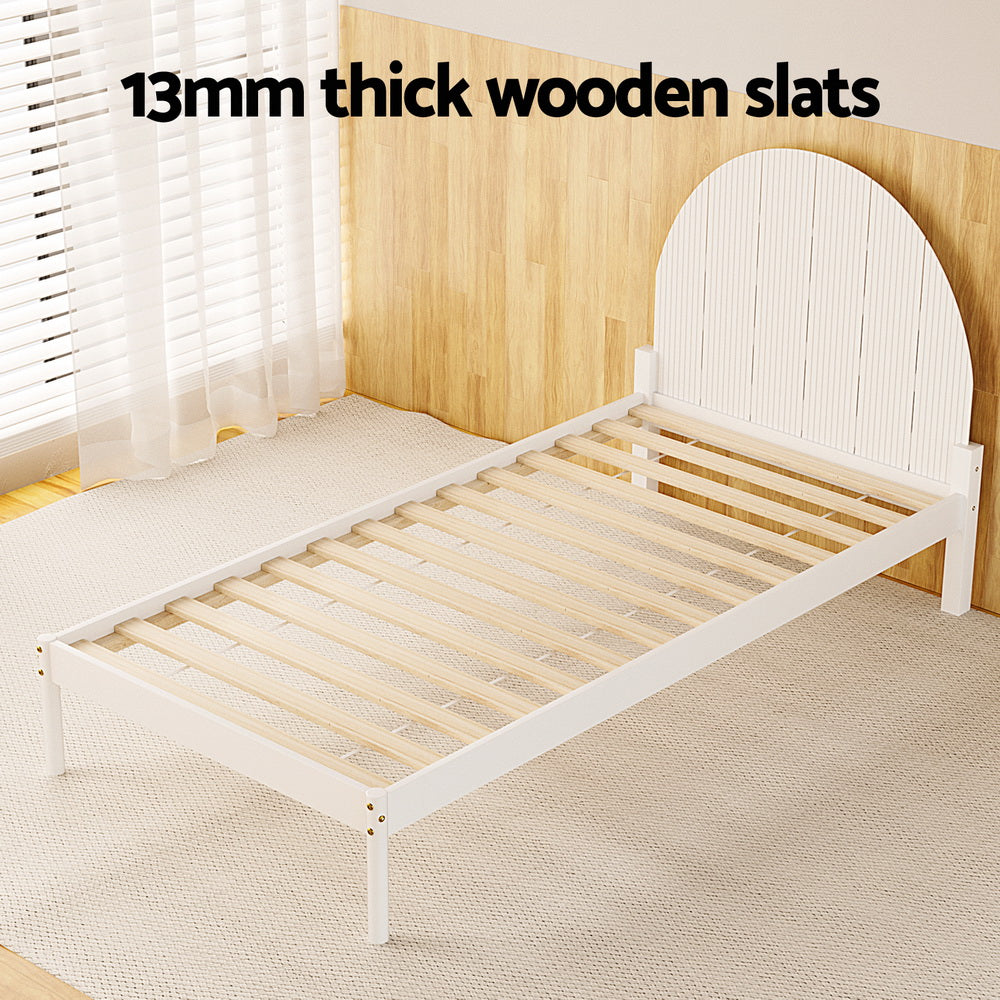 Artiss Bed Frame Single Size Wooden White DALY-4