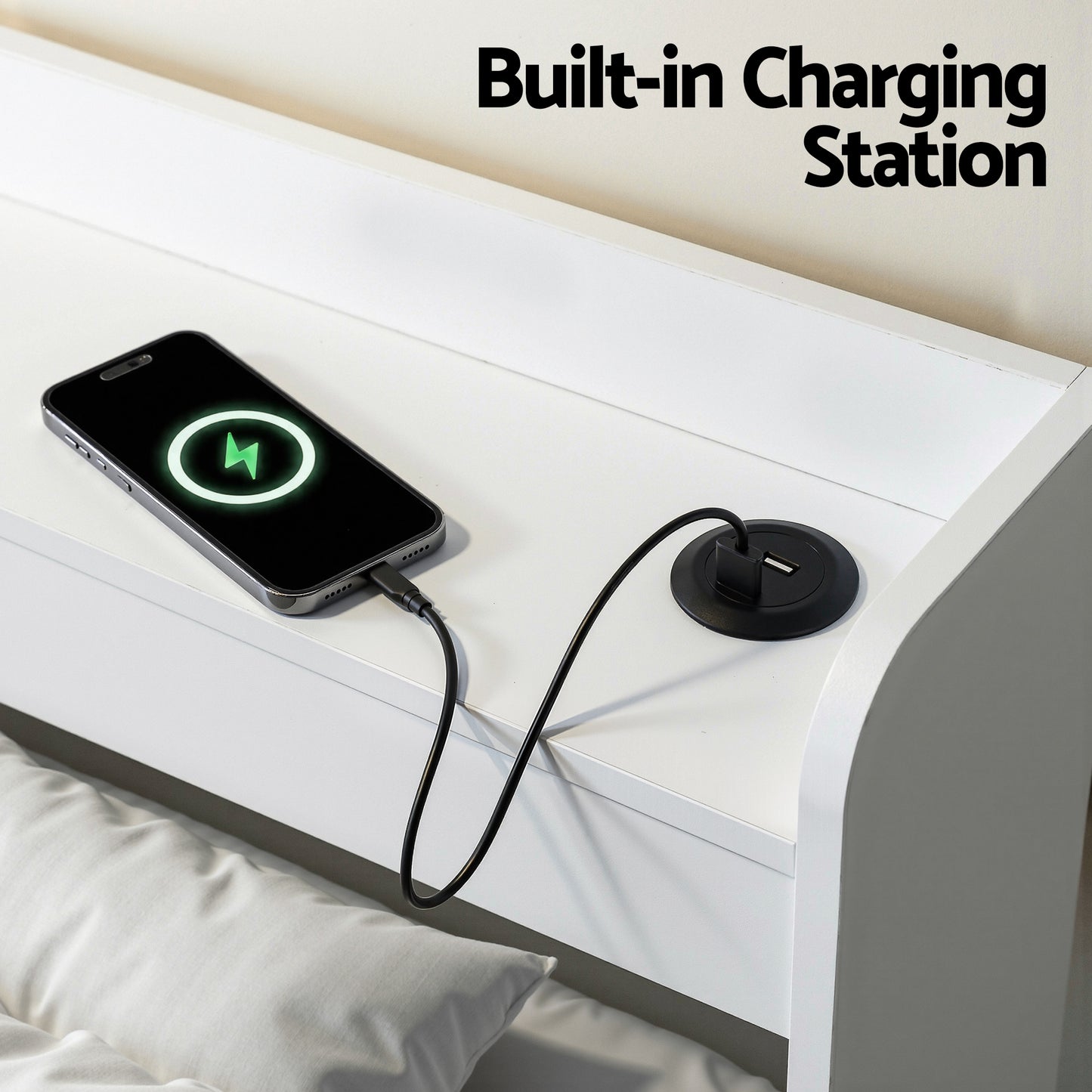 Artiss Bed Frame Single Size with Charging Ports and 2 Drawers AURA