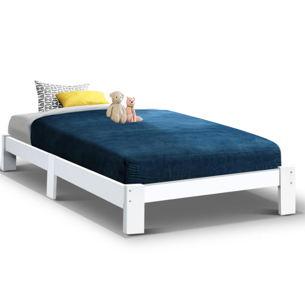 Artiss Bed Frame King Single Size Wooden White JADE-0